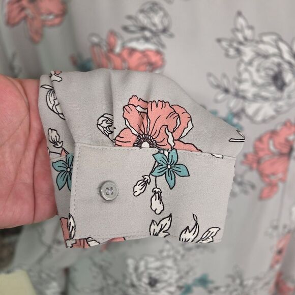 Loft Gray Lightweight Convertible Long Sleeve Blouse Top Size XL - Picture 4 of 7